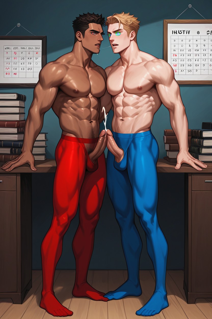 Square Jaw, Kissing, Stiff Body AI Gay Porn
