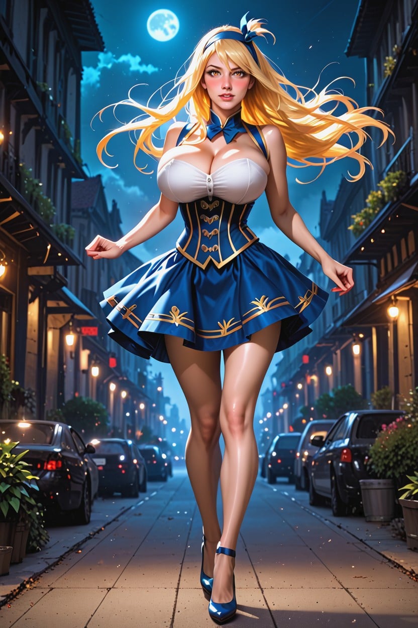 Night, Lucy Heartfilia From Fairy Tails, Perfect Eyes Hentai AI Porn