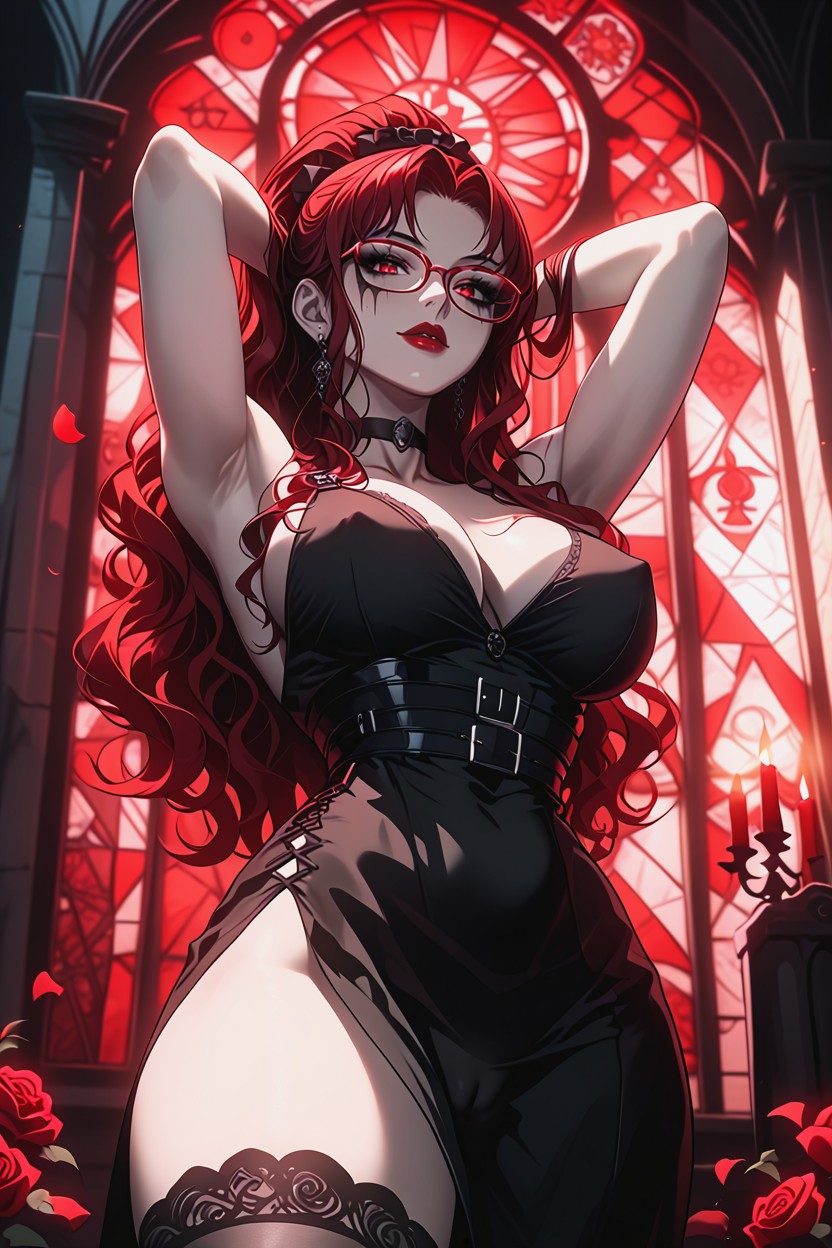 Velvet Curtains, High Ponytail, Cinematic Lighting Hentai AI Porn