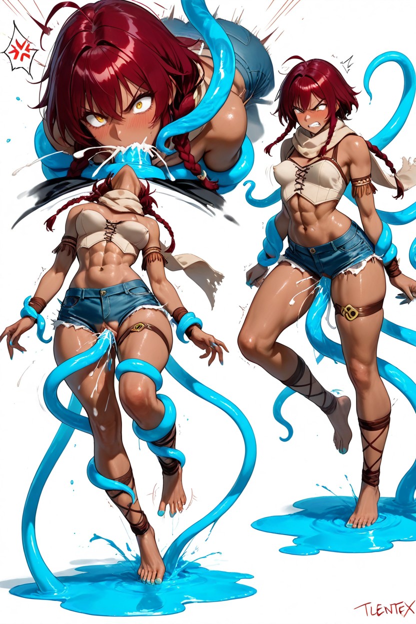 Tatters, Spread Toes Dark Skin, Beige Scarf Hentai AI Porn
