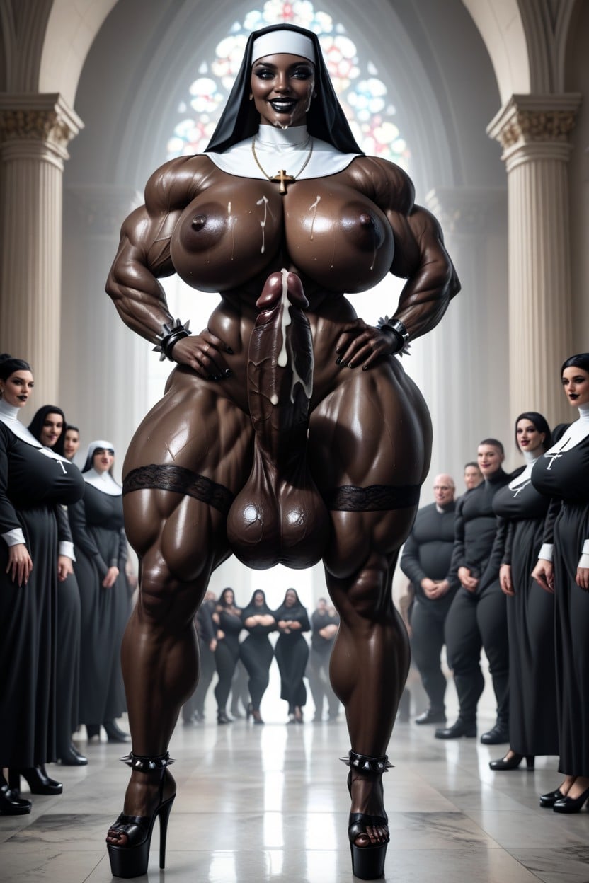 Hand On Cock, Full Balls, Topless Shemale AI Porn