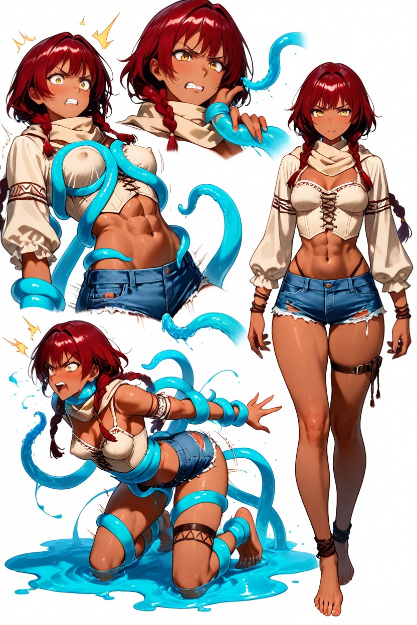 Small Breasts, Run Away, Black Thigh Straps Hentai AI Porn