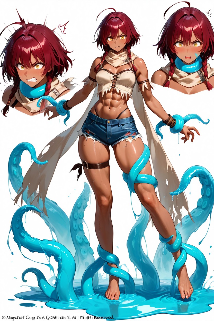Eye Level Haircut Braids, Massive Puddle, Elegant Dynamic Masterfully Thick Linework Hentai AI Porn