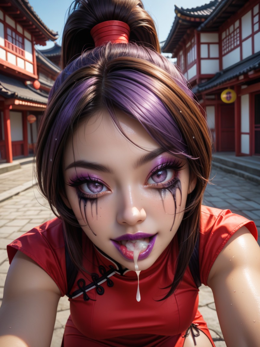 Ponytail, Chinese Hanfu, Light Purple Eyes Hentai AI Porn