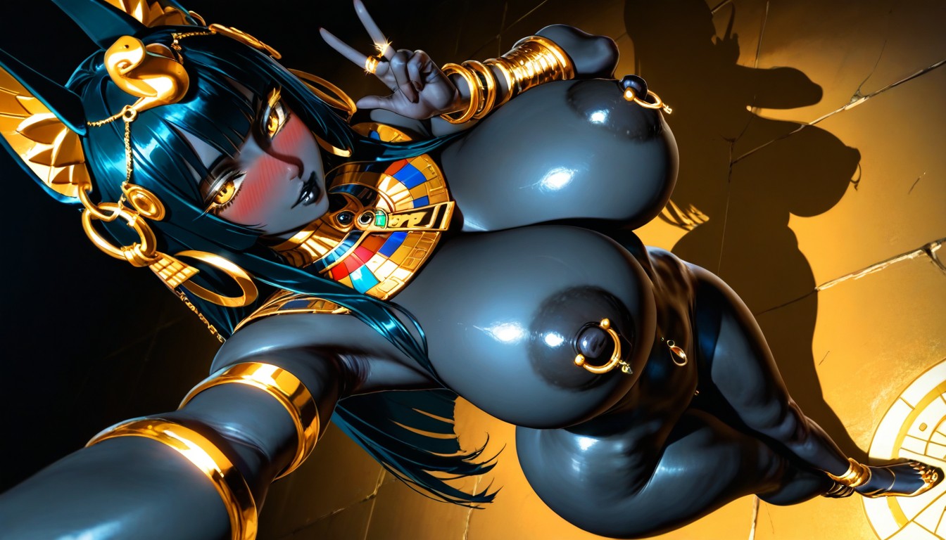 Straight Hair, Black Skin, Gold Thigh Rings Hentai AI Porn
