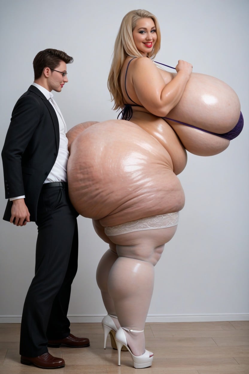 Hyper Wide Ass, Gigantic Hyper Butt, Blue Eye Shadow BBW AI Porn