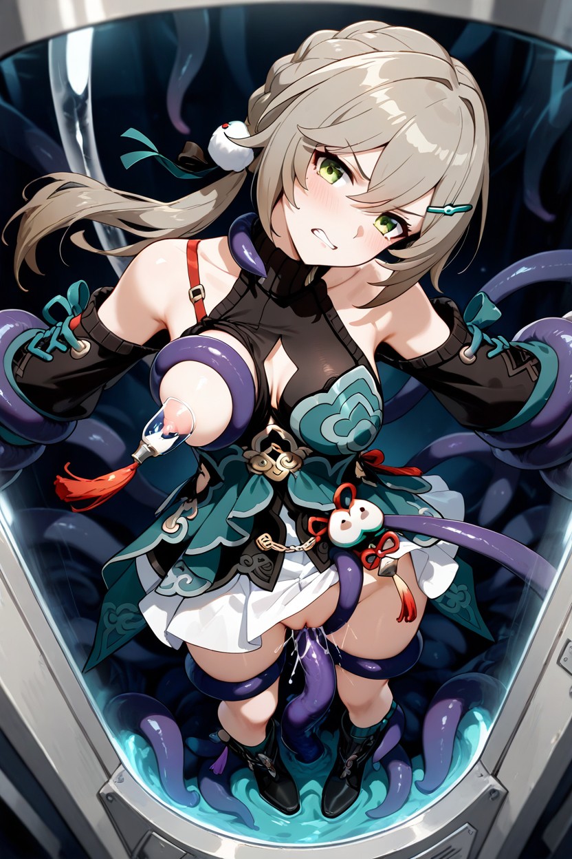 Tentacles Grab The Thigh, Top Down, Milking Machine Hentai AI Porn