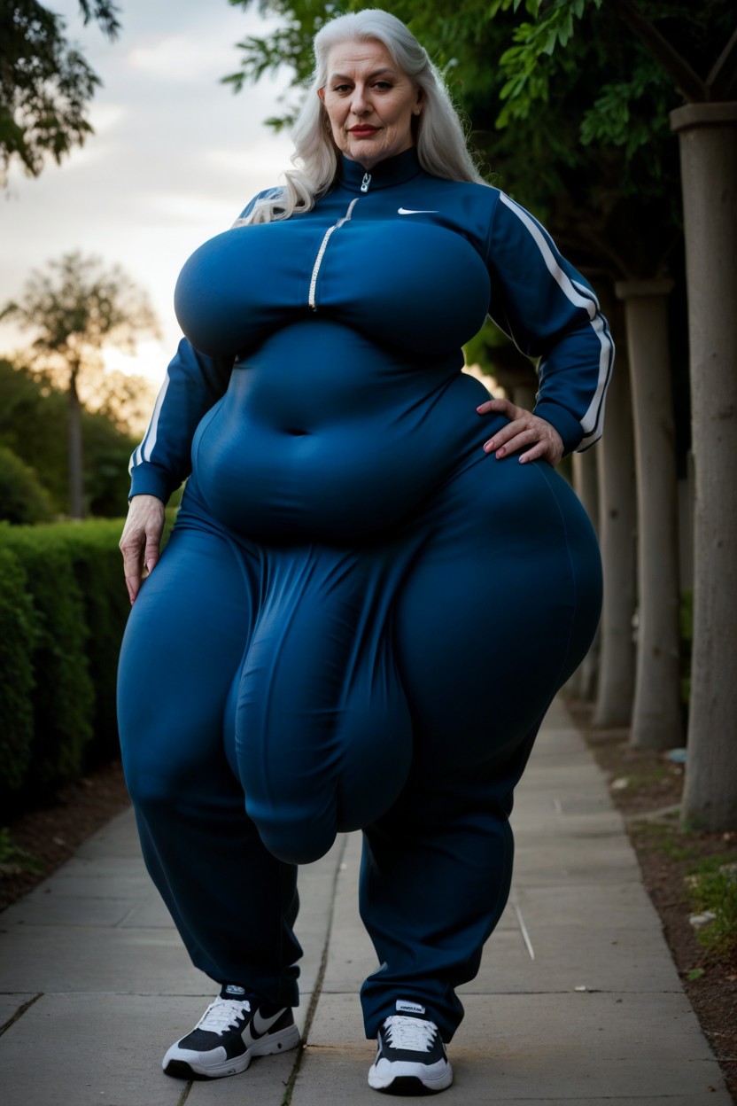 Futanari, Hyper Length Legs Hyper Testicals Bulge, Boob Drooping AI Porn