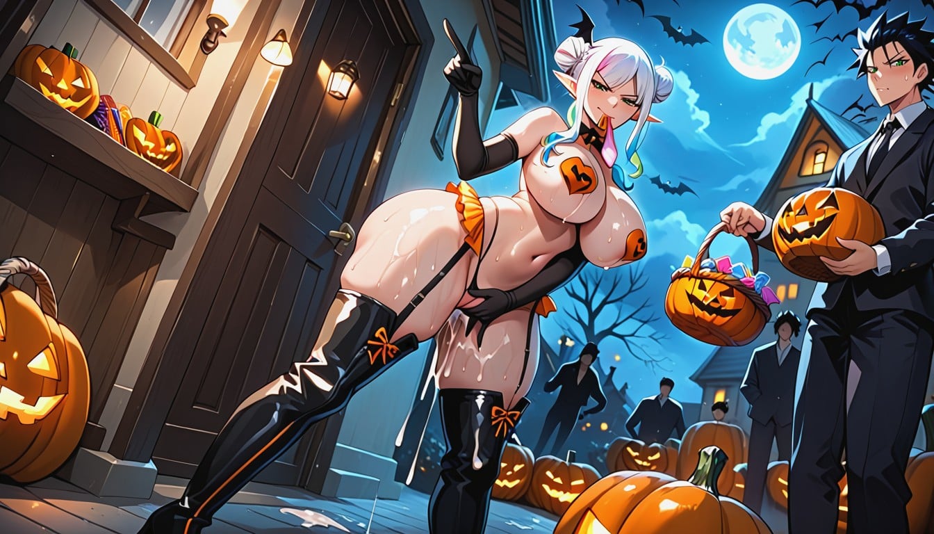 18+, Happy, Dildo In Halloween Basket Hentai AI Porn