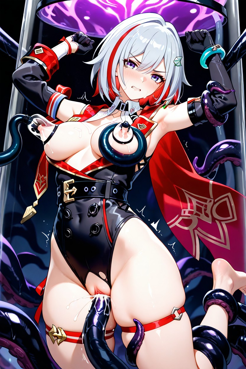 Tentacles Grabbing Breast, Angry, Femenino Hentai IA