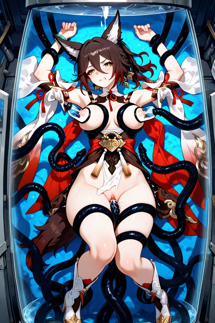 Fucked By Huge Black Tentacles, Exposed Pussy, Tentacles Around Belly Hentai AI Porn