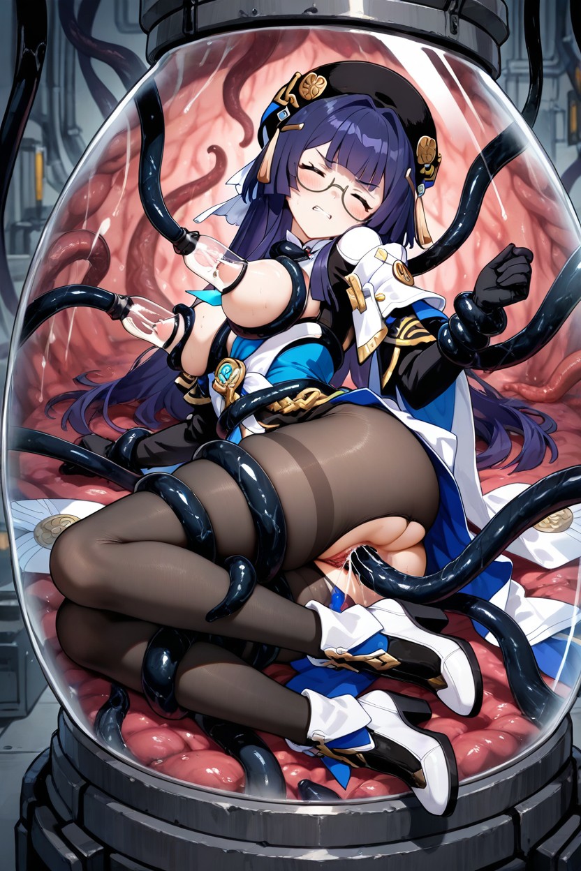 Hands And Feet Bound By Tentacles, Exposed Pussy, Milking Hentai IA