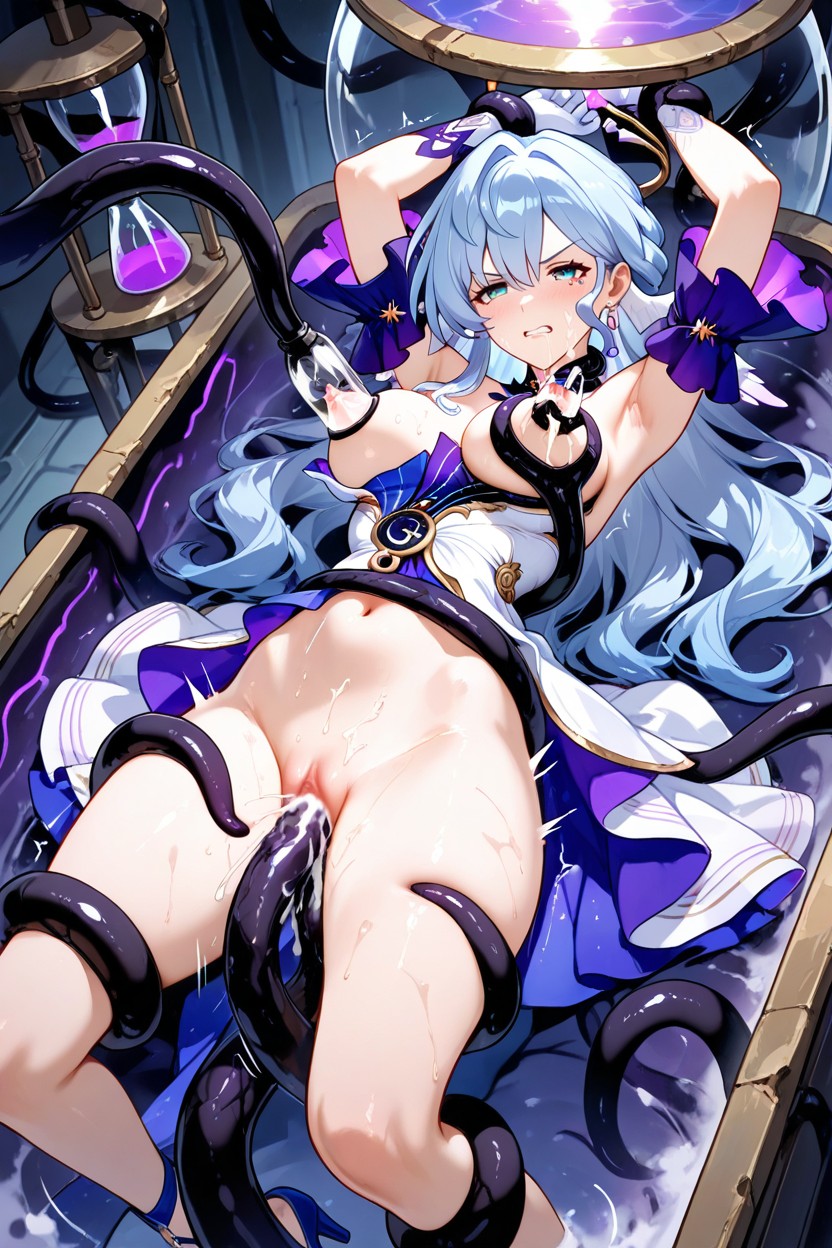Fantasy Style, Black Tentacles Grabbing Neck, Disgusted Hentai IA