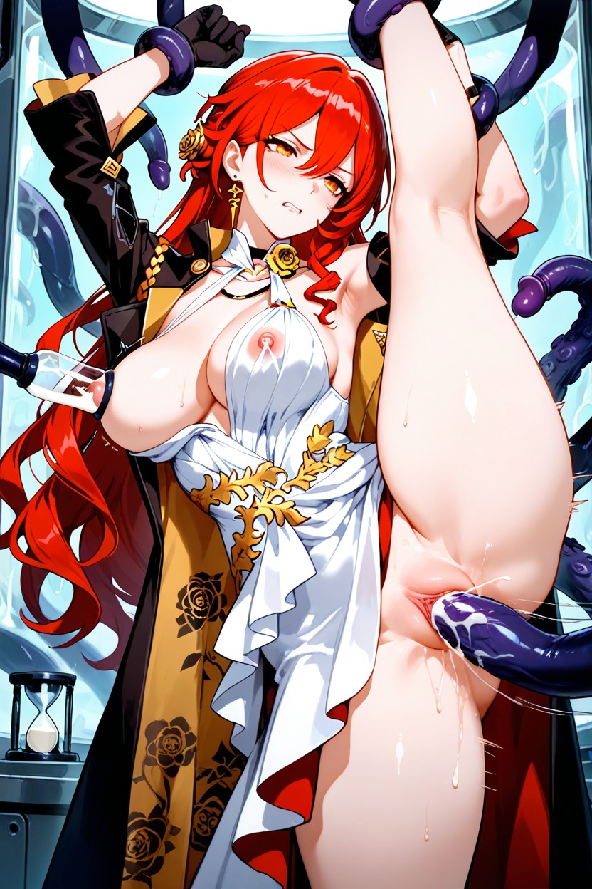 Red Inner Fabric Layer, Black Tentacles Grabbing Arms, In Laboratory Hentai IA