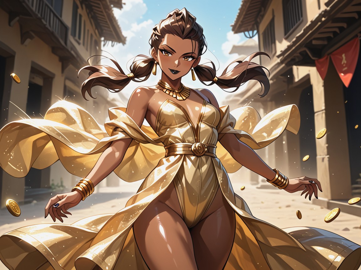 Sloped Shoulders, City Alley Lighting, Wide Round Hips AI Porn