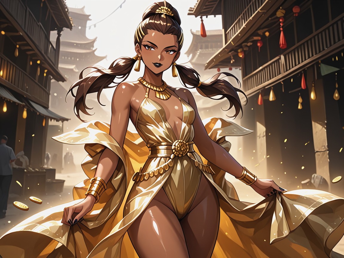 City Alley Lighting, Coin Belt, Gold Headband AI Porn