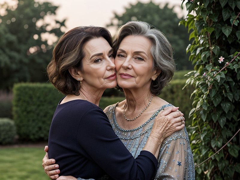 Taller Elderly Gilf And Lassie, Fully Clothed, Grandma And Lass AI Porn