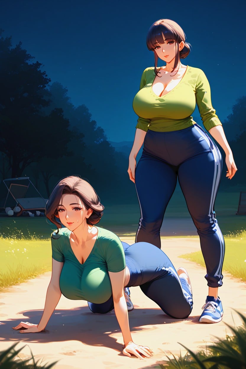 Ass Up, Long Green Sweatshirt, Massive Butt MILF AI Porn