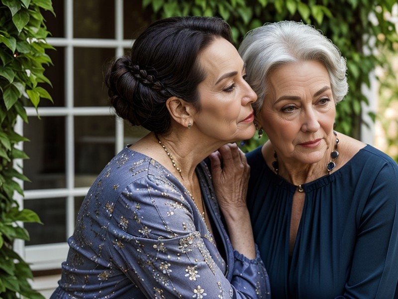 Older Mature Milf And Lass, Eyebrows Raised In Surprise, Different Ages AI Porn
