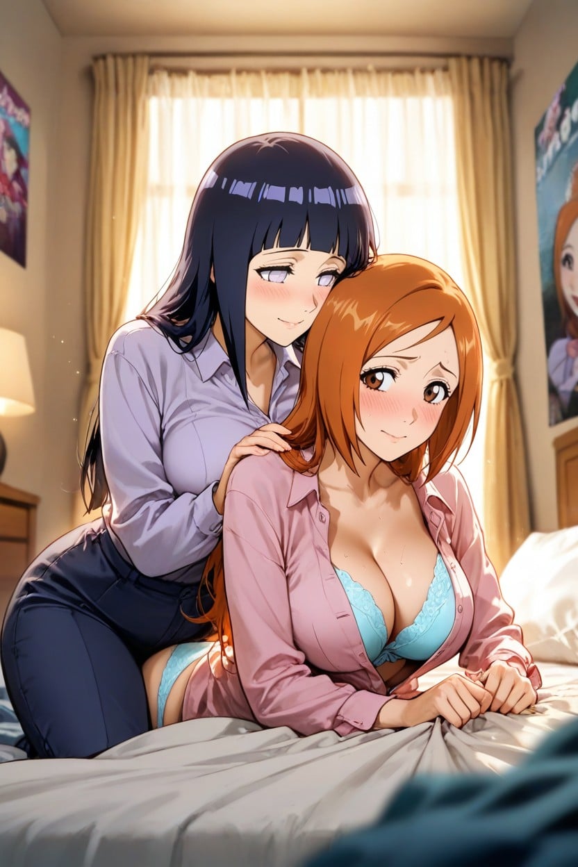 Trying To Comfort One Another, Gently Smiling, Lesbians Hentai AI Porn