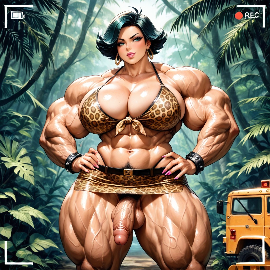Muscular Veins, Muscular Breasts, Side View Hentai AI Porn