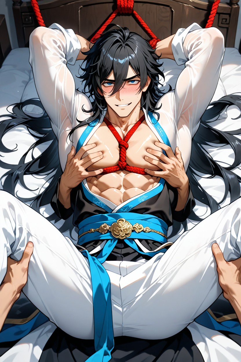 Groping, Shibari, Bangs Slightly Swept To The Sides AI Gay Porn