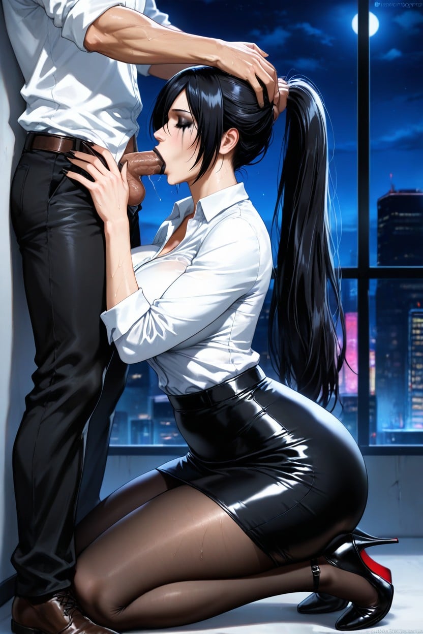 Black Makeup, Firm Breasts, Pov Blowjob Hentai AI Porn