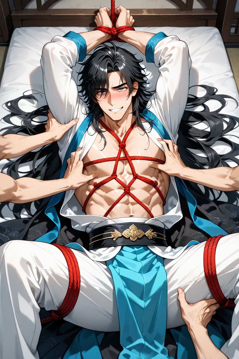 18+, White Pants, With Wide And Long Sleeves AI Gay Porn