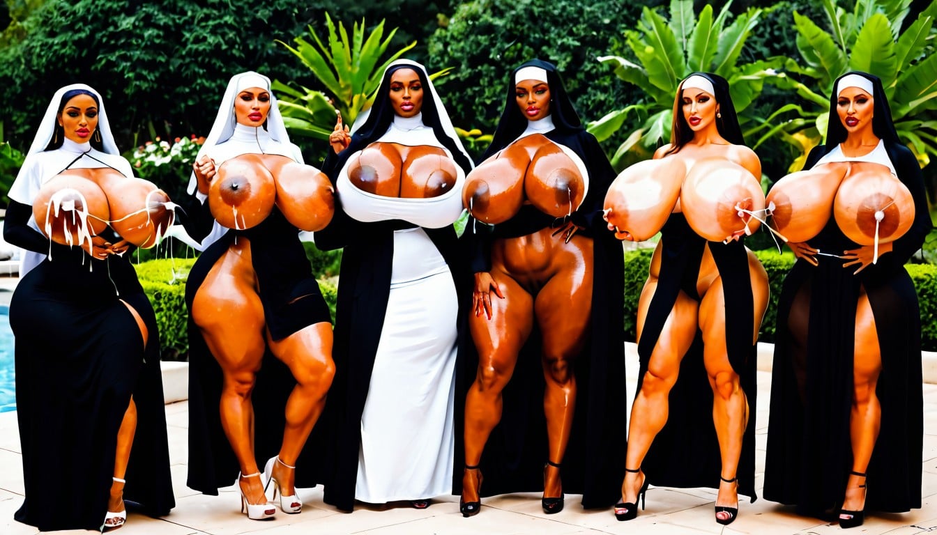 Exaggerated Wasp Waist, Nun, Full Body AI Porn