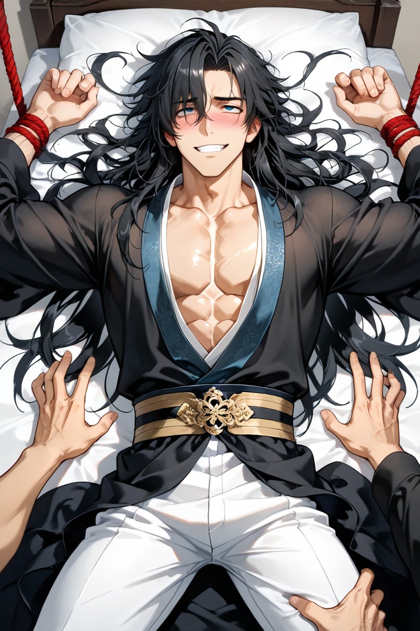 Open Shirt, With A Bit Of Pattern To Create A Mysterious, Royal Hanfu With Patterns AI Gay Porn