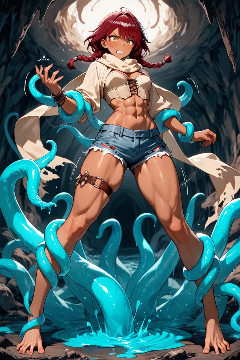 Dark Red Hair, Accurate Muted Colors, Bouncing Breast Hentai AI Porn