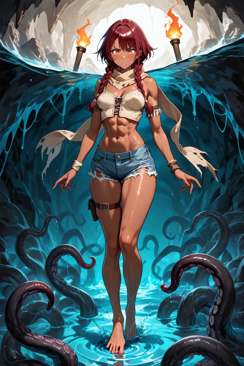 Spread Toes Dark Skin, Wrist Bands, Yellow Eyes Hentai AI Porn