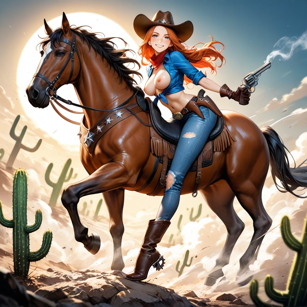 Big Sheriff Star On Chest, Detailed, Medium Ass Hentai AI Porn