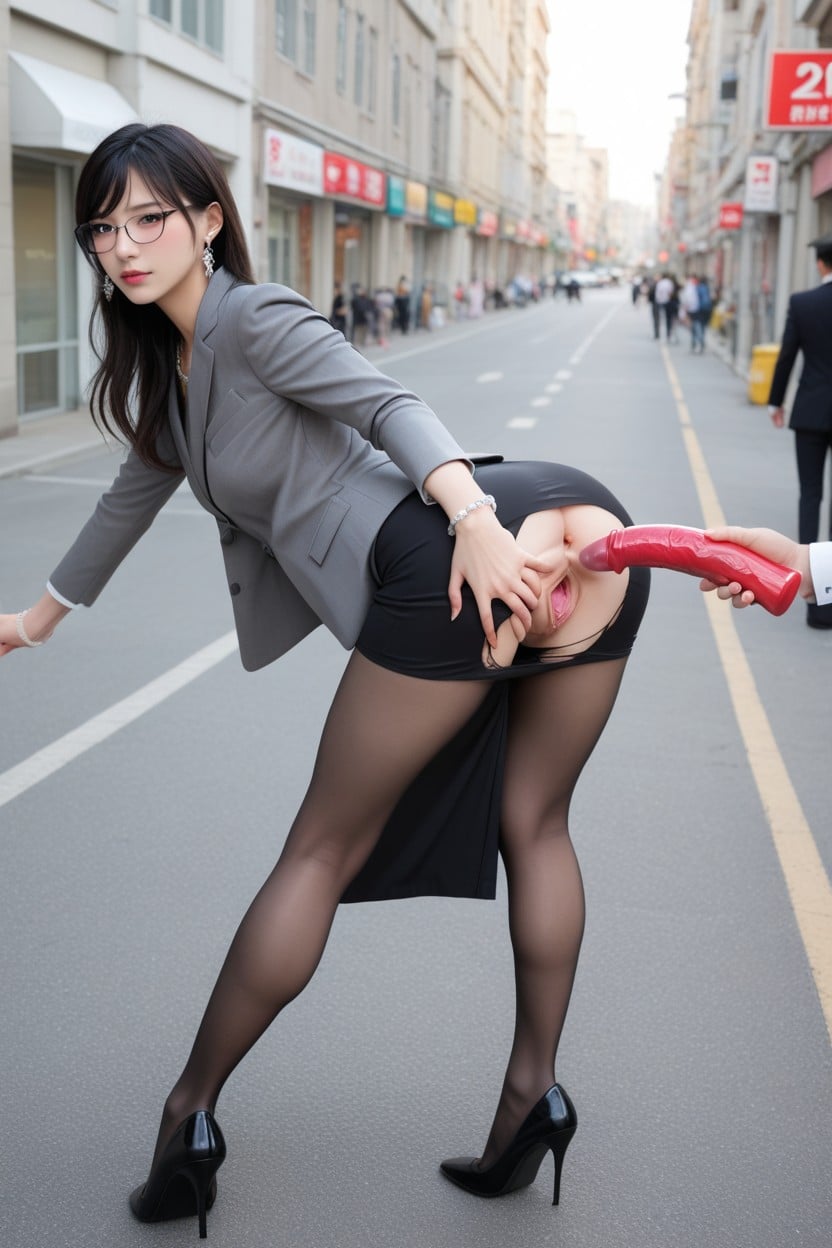 Red Dildo In Vagina, Spread Pussy, Idol Face Asian AI Porn