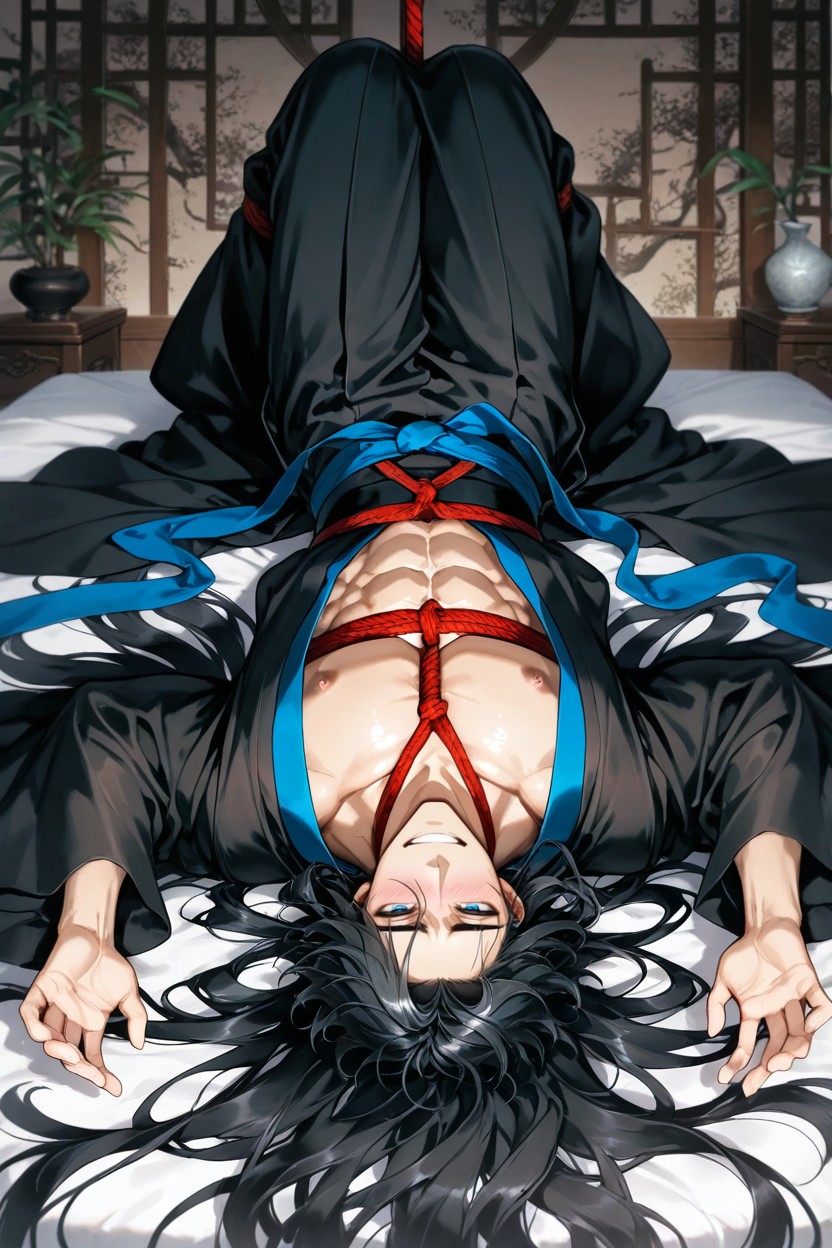 In Ancient Room, Rolling Eyes, Lie With Legs Spread Wide AI Gay Porn