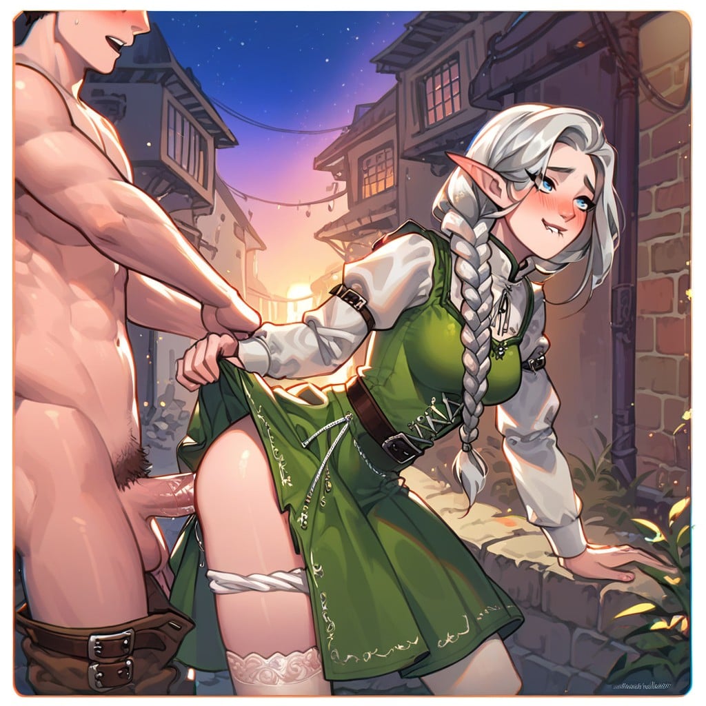 White Stockings, Night, Alley AI Porn