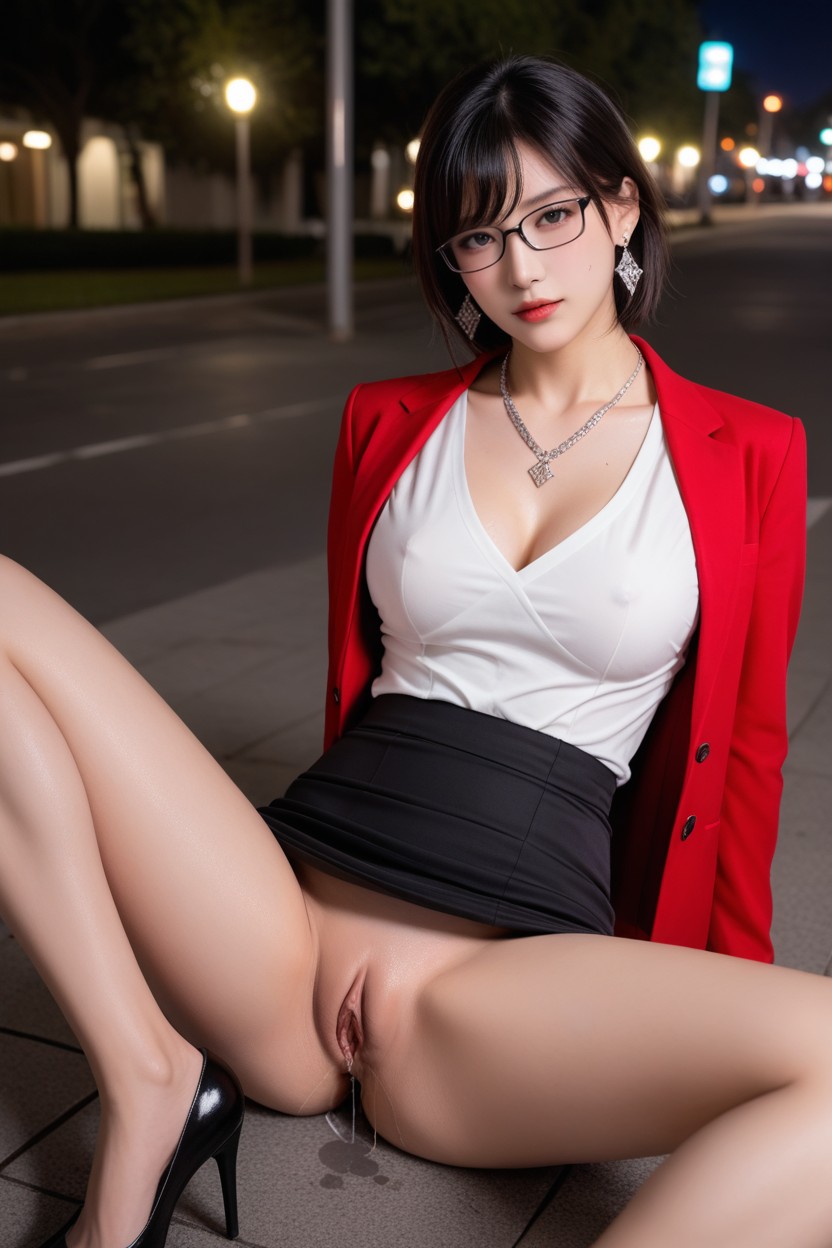 Man Puts Arms Behind Back, Wide Vagina, Pale Skin Asian AI Porn