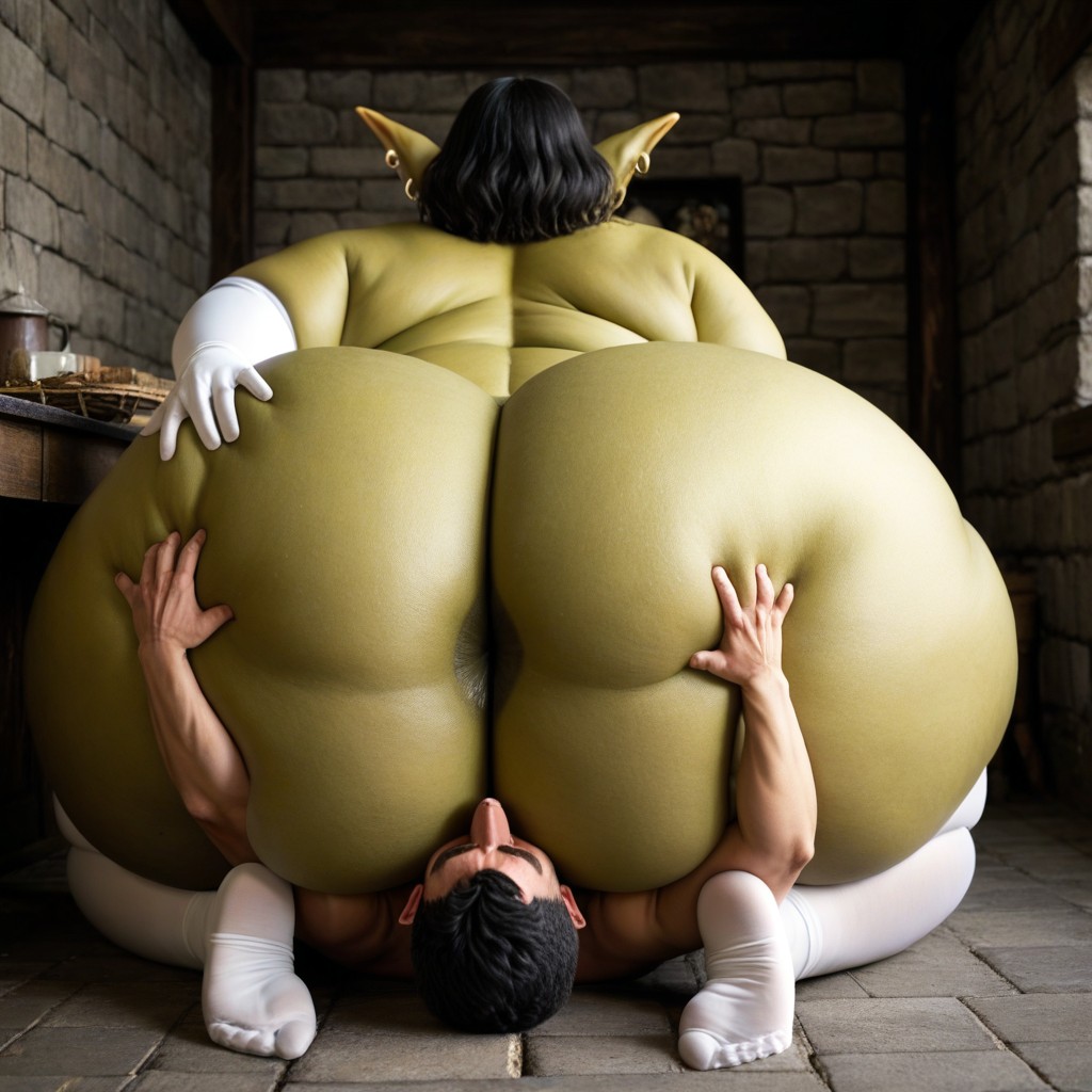 Two People, Extremely Large Ass, Effeminate Male Goblin AI Gay Porn