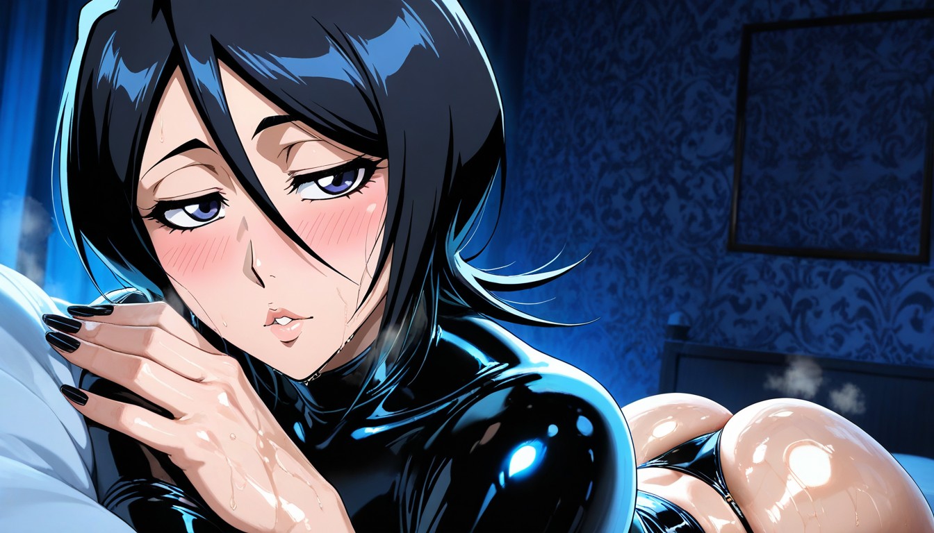 Blush, Cartoon Art Style, Dark Blue Lighting Hentai AI Porn