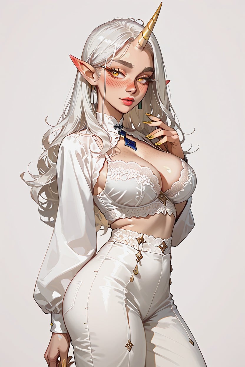 Thick Dark Eyebrows And Long Eye Lashes, Medium Ass, Happy AI Porn