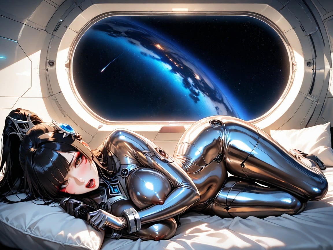 Sleek Metallic Wrist Cuff, Horny, Downward Hentai AI Porn