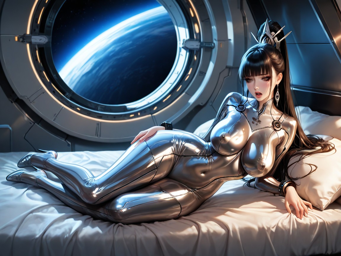 Best Detailed Hair, Transparent Bodysuit With Nude And Flesh Panels, Skinny Hentai AI Porn