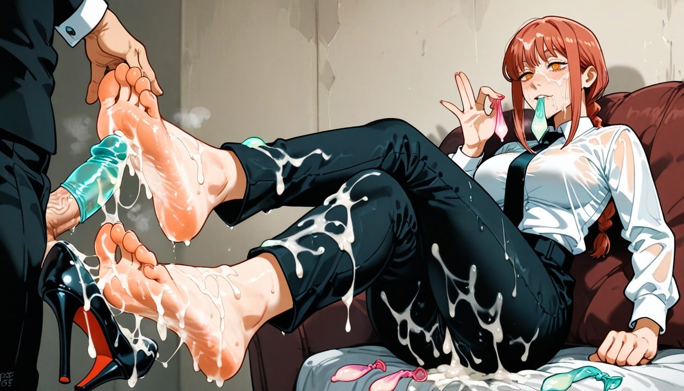 Condom, Cum Everywhere, Sperm Covered Feet Hentai AI Porn