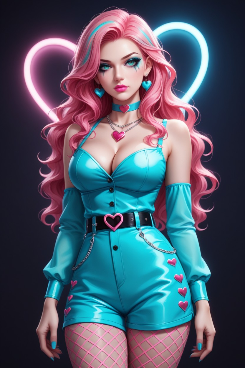 Choker, Deep V Neck, Wearing A Shiny Hentai AI Porn