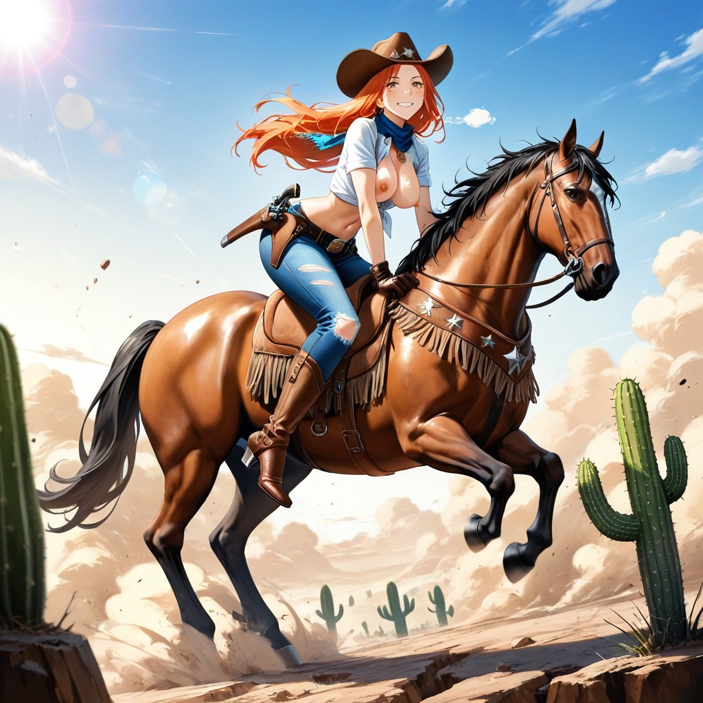 Blackhorse Running Very Fast, Medium Ass, Navel Exposed Hentai AI Porn
