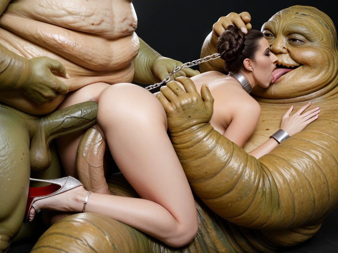 Arched Back, Woman Under Jabba The Hutt Between His Legs, Throatfucked AI Porn