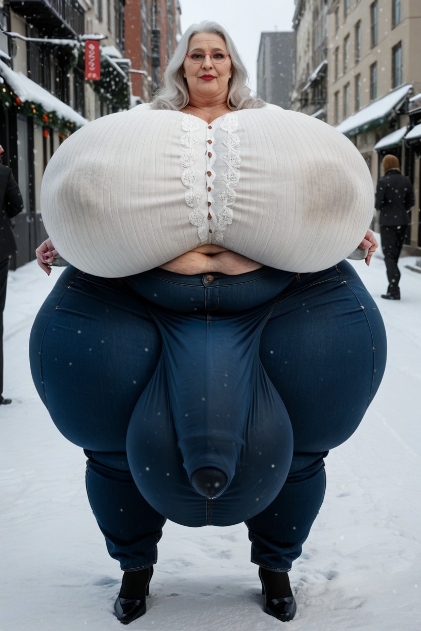 Pelo Blanco, Giant Tall Futanari, Fully Clothed Porno IA