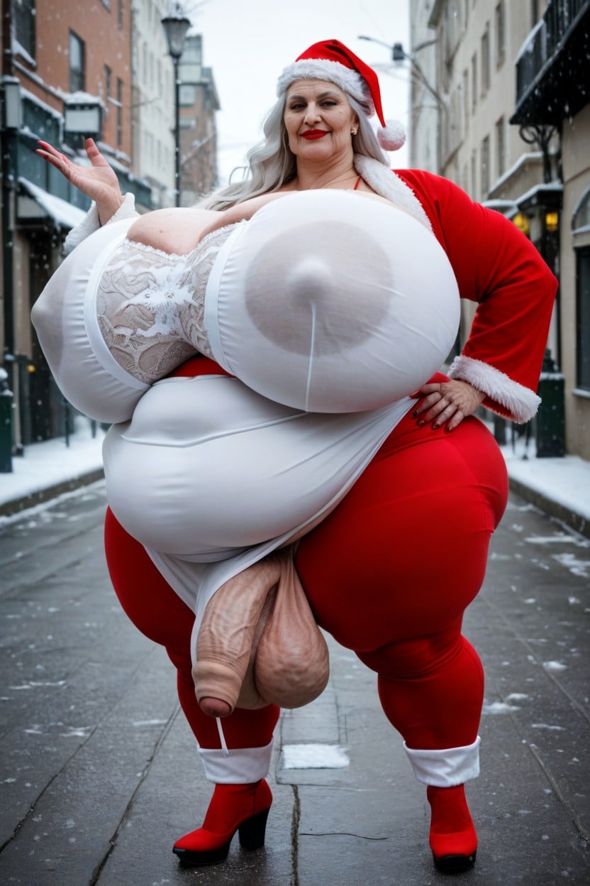 60+, Hyper Morbidly Obese Body Her Body Is So Fat, Snowing AI Porn