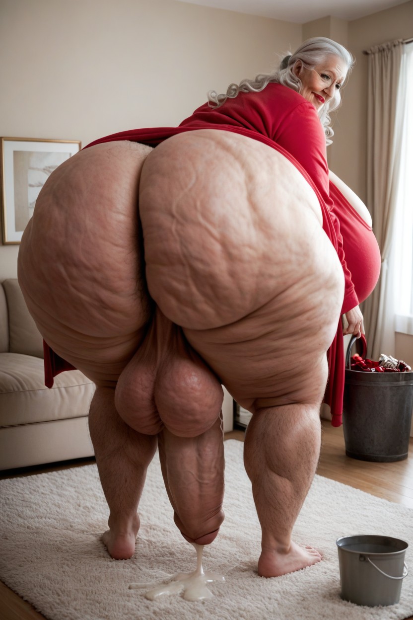 Impossibly Huge Ass, Breast Expansion, Long Pink Bathrobe AI Porn