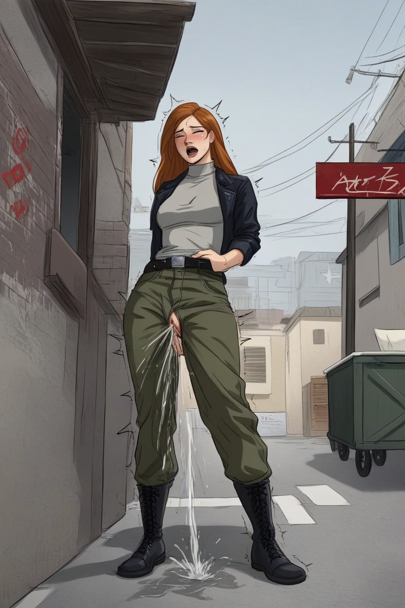 In A Alleyway, Extreme Orgasm, Detailed Face AI Porn